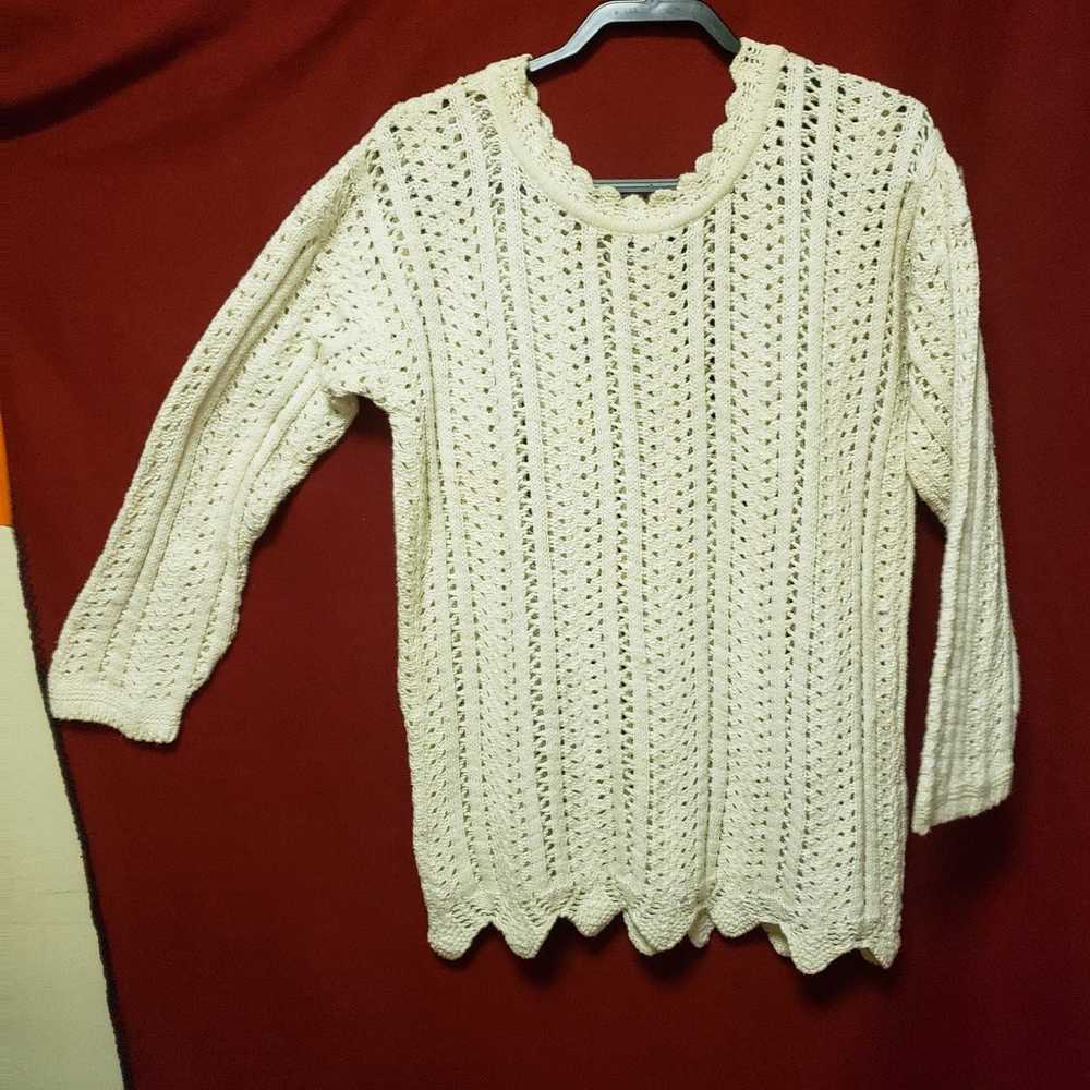 VINTAGE POUR PLUS LE CHIC-COTTON-CROCHET SWEATER … - image 1