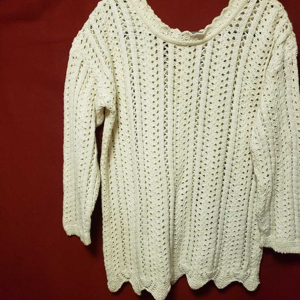 VINTAGE POUR PLUS LE CHIC-COTTON-CROCHET SWEATER … - image 2