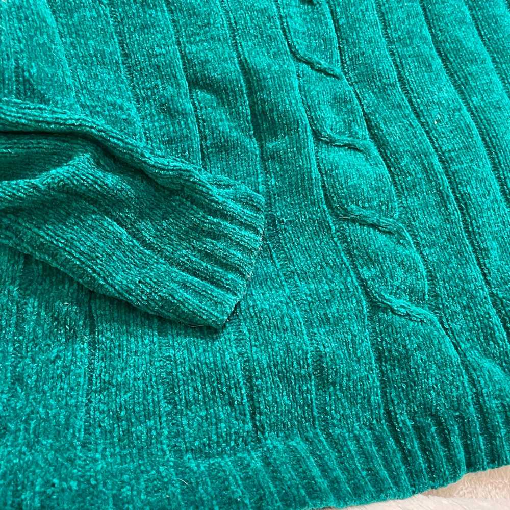 Vintage Bright Turquoise Cable Knit Sweater - image 3