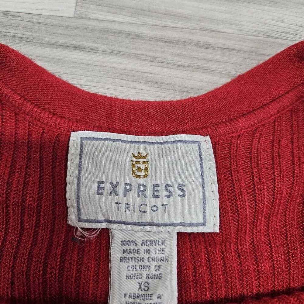 EXPRESS Tricot Womens Red Vintage Pullover Tunic … - image 3