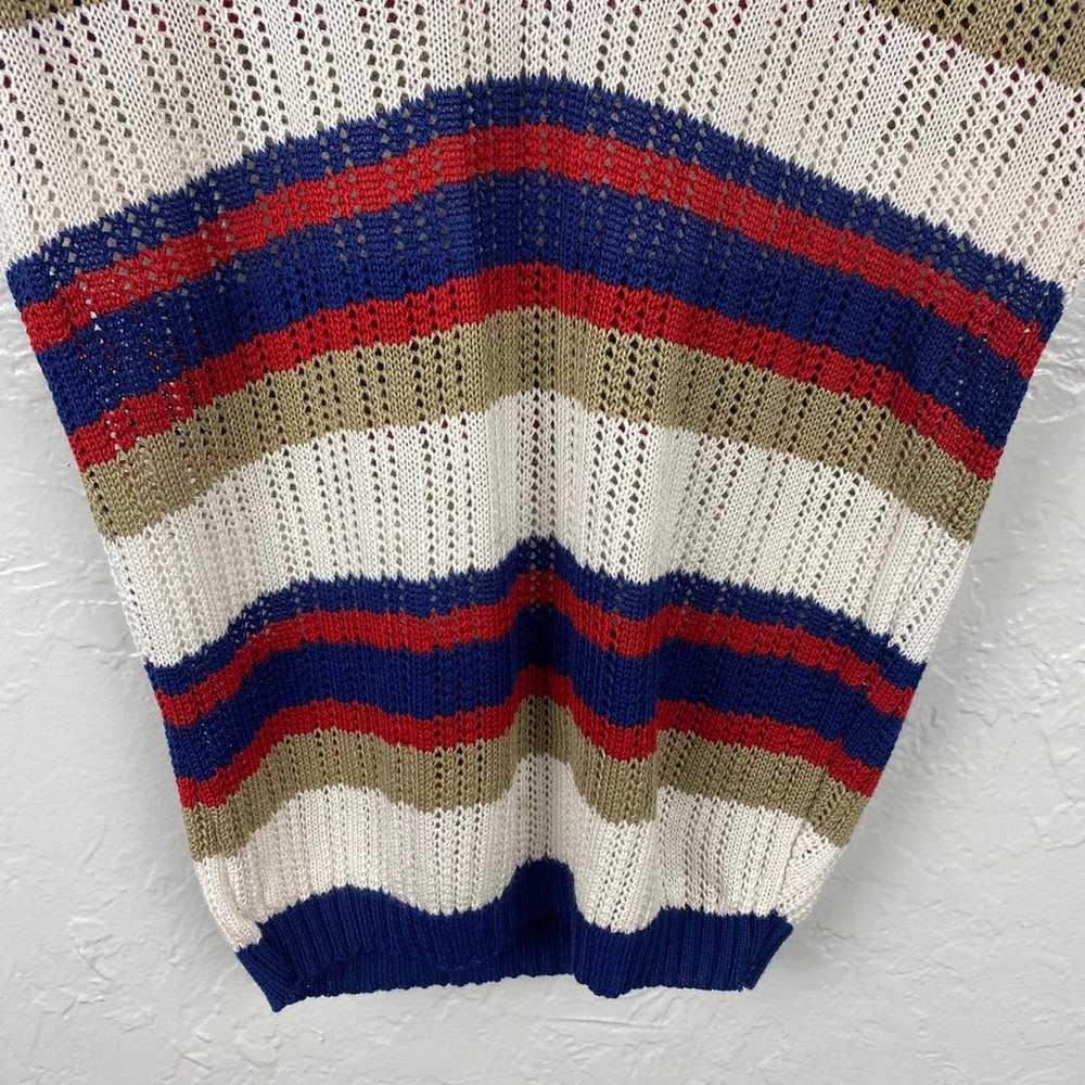 Vintage red/white/blue grandma open knit sweater … - image 6