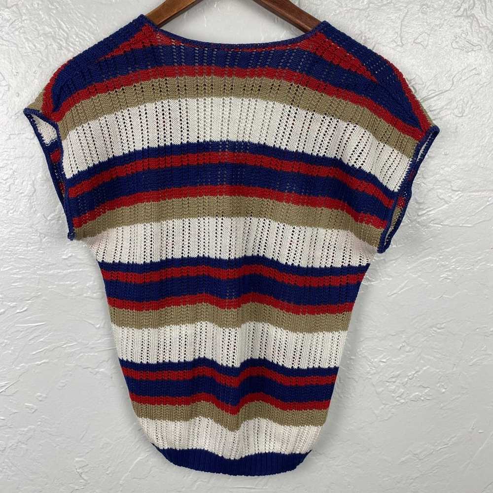 Vintage red/white/blue grandma open knit sweater … - image 7
