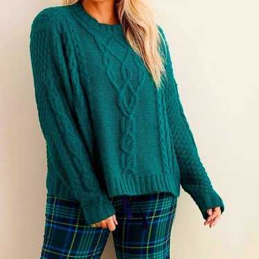 Aerie emerald green oversized cable knit sweater - image 1