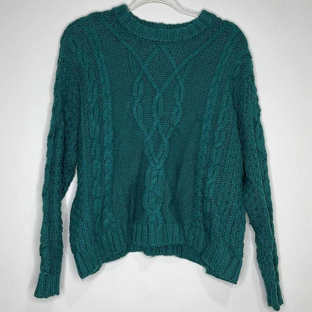 Aerie emerald green oversized cable knit sweater - image 2