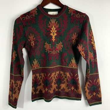 Express Tricot Red and Green Sweater