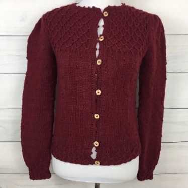 Vintage Handmade Knit Cardigan Sweater - image 1