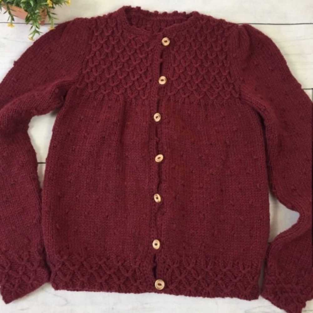 Vintage Handmade Knit Cardigan Sweater - image 7