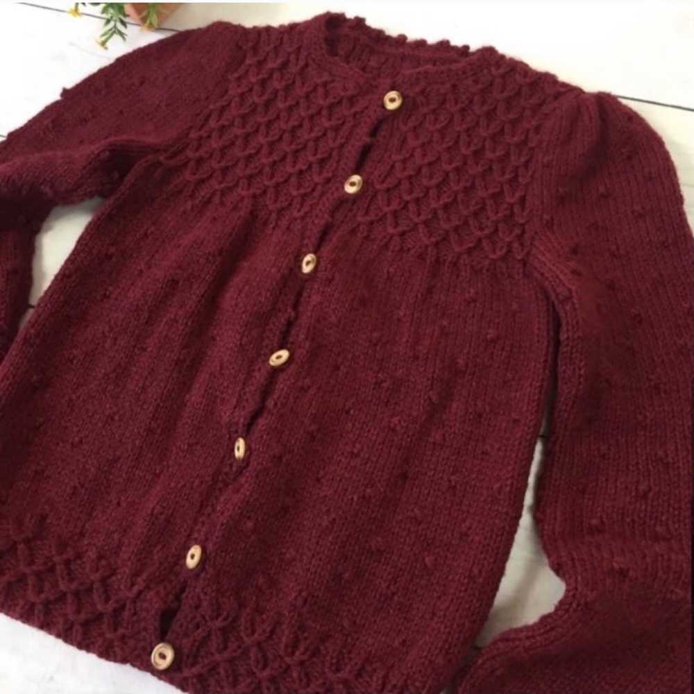 Vintage Handmade Knit Cardigan Sweater - image 8
