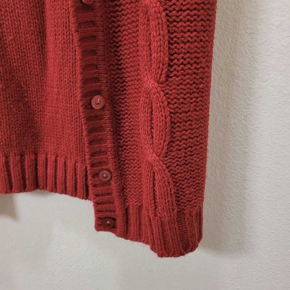Red Vintage Grandpa Sweater Vest Cardigan Cable K… - image 3