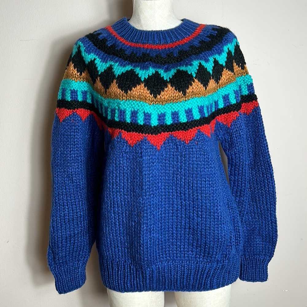 Vintage Avon Fashions Acrylic Chinky Sweater Blue… - image 2