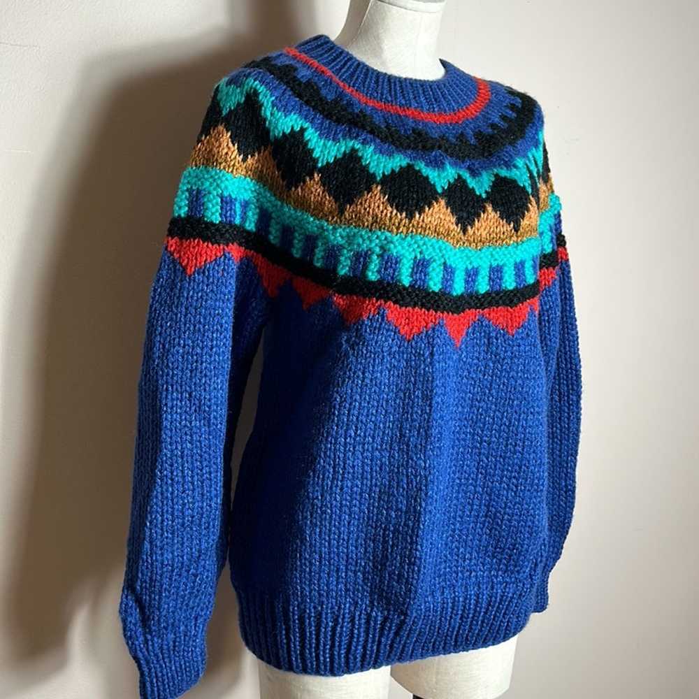 Vintage Avon Fashions Acrylic Chinky Sweater Blue… - image 3