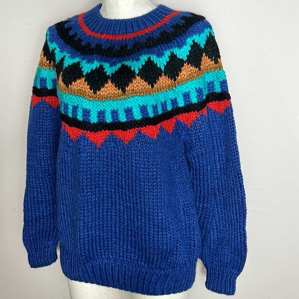 Vintage Avon Fashions Acrylic Chinky Sweater Blue… - image 4