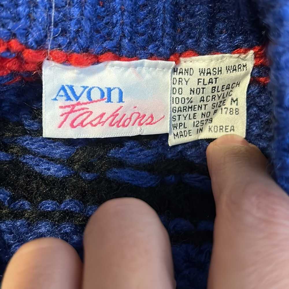 Vintage Avon Fashions Acrylic Chinky Sweater Blue… - image 8
