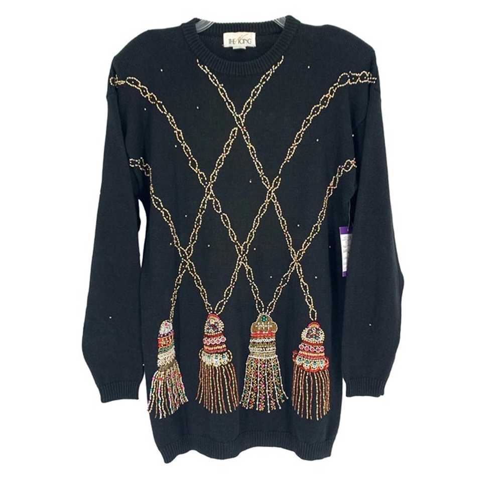 Vintage The Icing S Black Christmas Sweater Beade… - image 12
