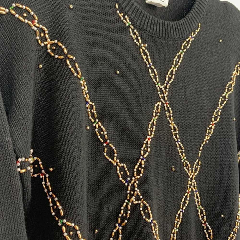 Vintage The Icing S Black Christmas Sweater Beade… - image 2