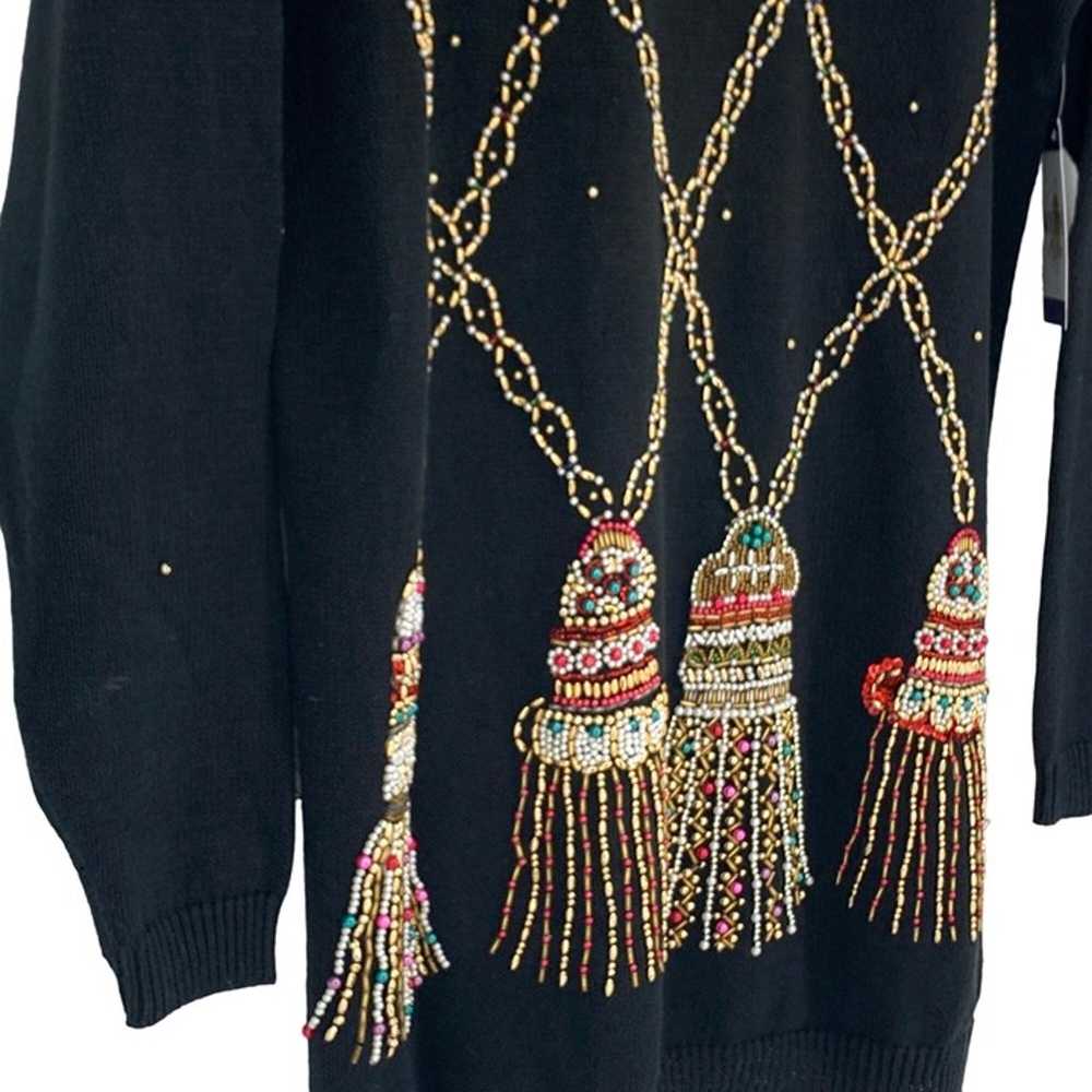 Vintage The Icing S Black Christmas Sweater Beade… - image 5