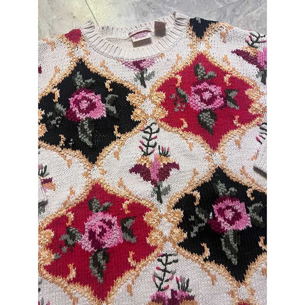 Vintage Huntington Ridge Floral Knit Sweater Crew… - image 2
