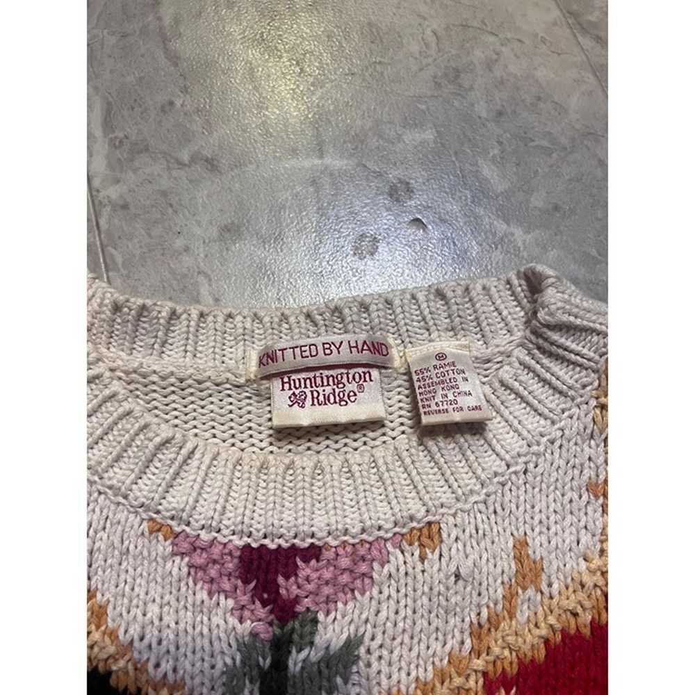 Vintage Huntington Ridge Floral Knit Sweater Crew… - image 6