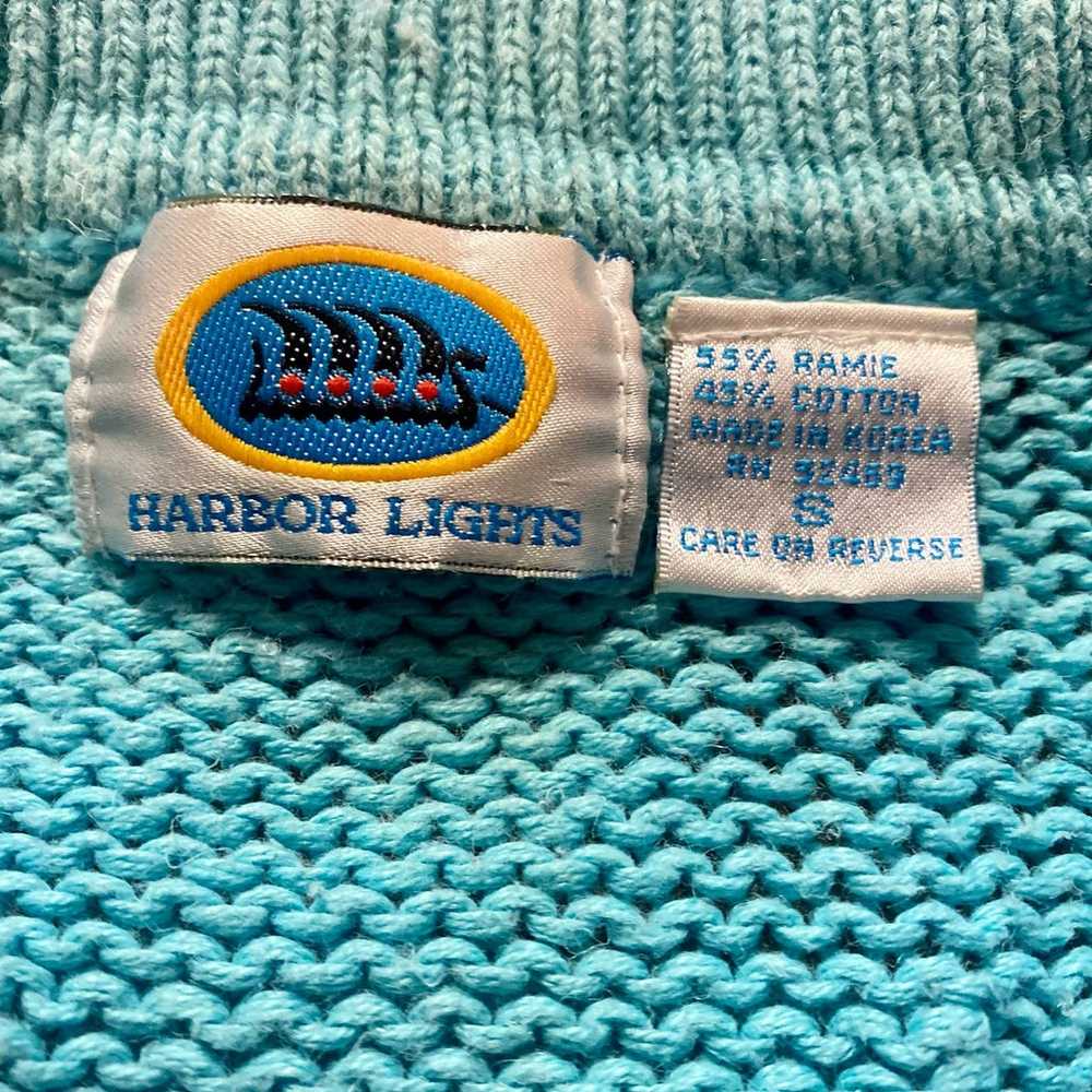 Harbor Lights Vintage Blue Ribbed Ramie Knit Swea… - image 10