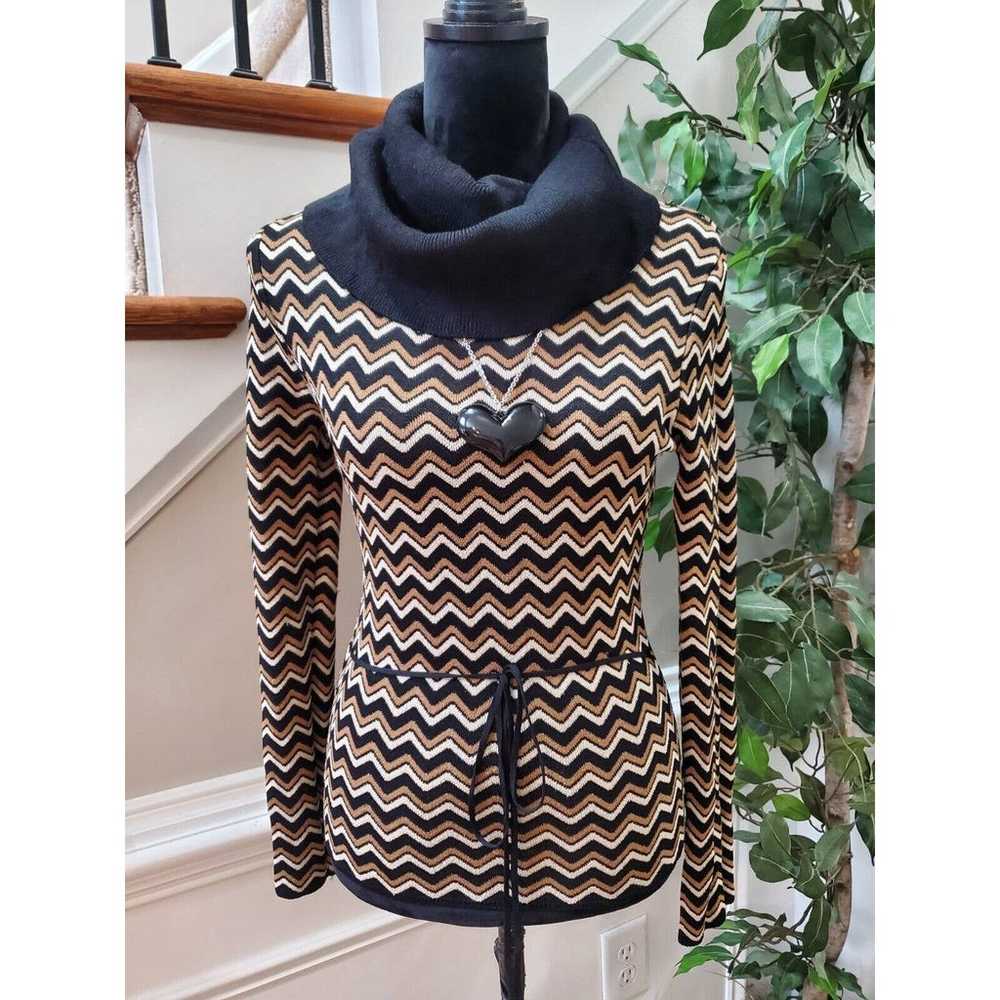 Vintage INC Chevron Print Cowl Neck Long Sleeve P… - image 1