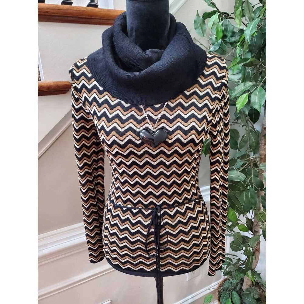 Vintage INC Chevron Print Cowl Neck Long Sleeve P… - image 5