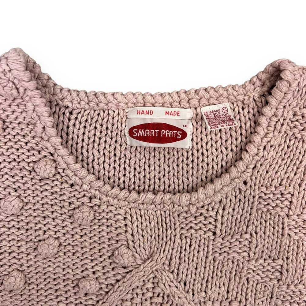 Vintage Pink Loose Gauge Knit Sleeveless Sweater … - image 2