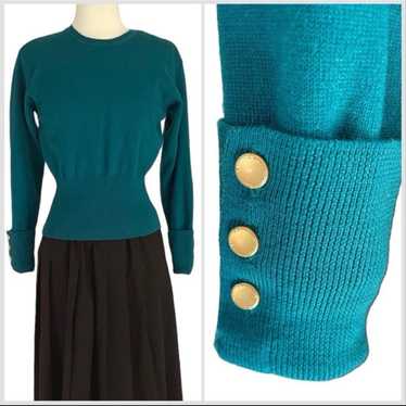 Ann Taylor Teal Merino Wool Sweater XS Small - image 1