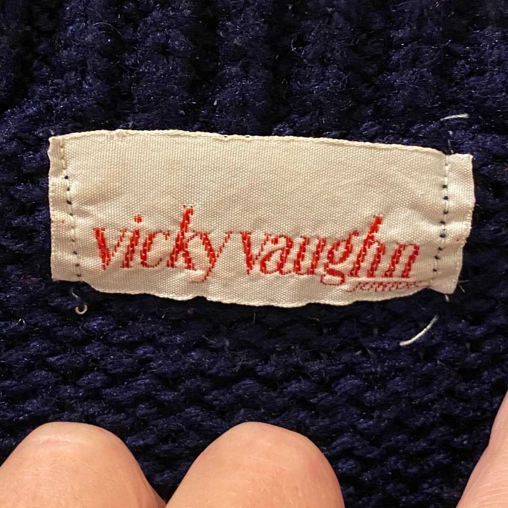 Vintage Argyle Sweater Vest Vneck Navy Blue Red S… - image 5