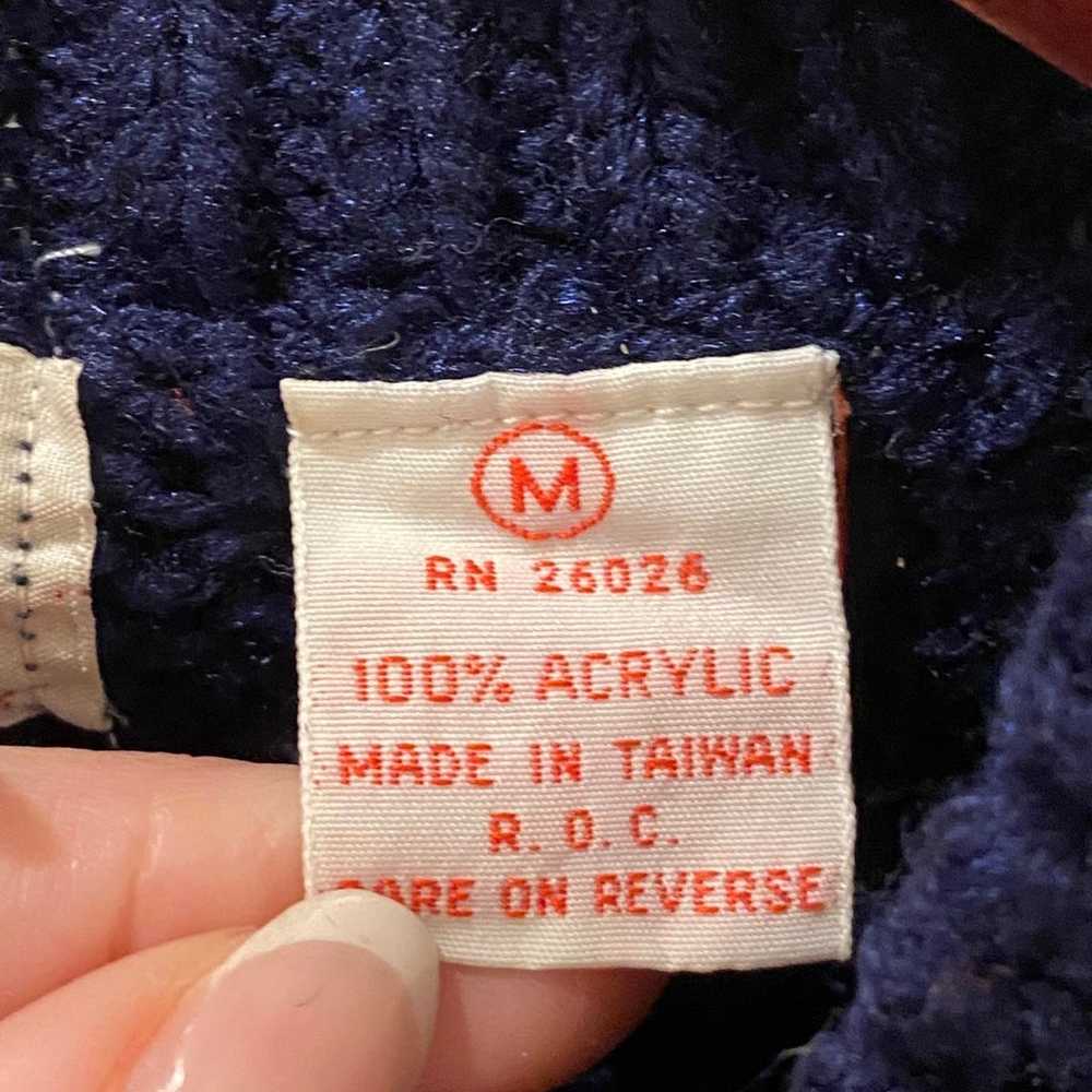 Vintage Argyle Sweater Vest Vneck Navy Blue Red S… - image 6