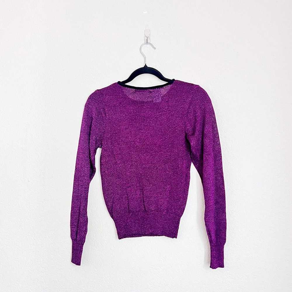 Vintage Mariea Kim Purple Flower Sweater Sz S - image 6