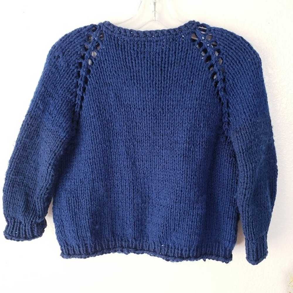 Vintage Hand Knitted Mini Cardigan Chunky Knit Na… - image 11