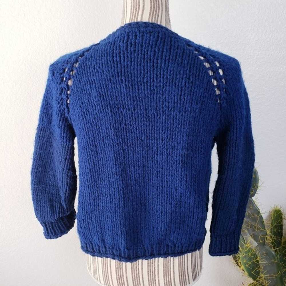 Vintage Hand Knitted Mini Cardigan Chunky Knit Na… - image 9