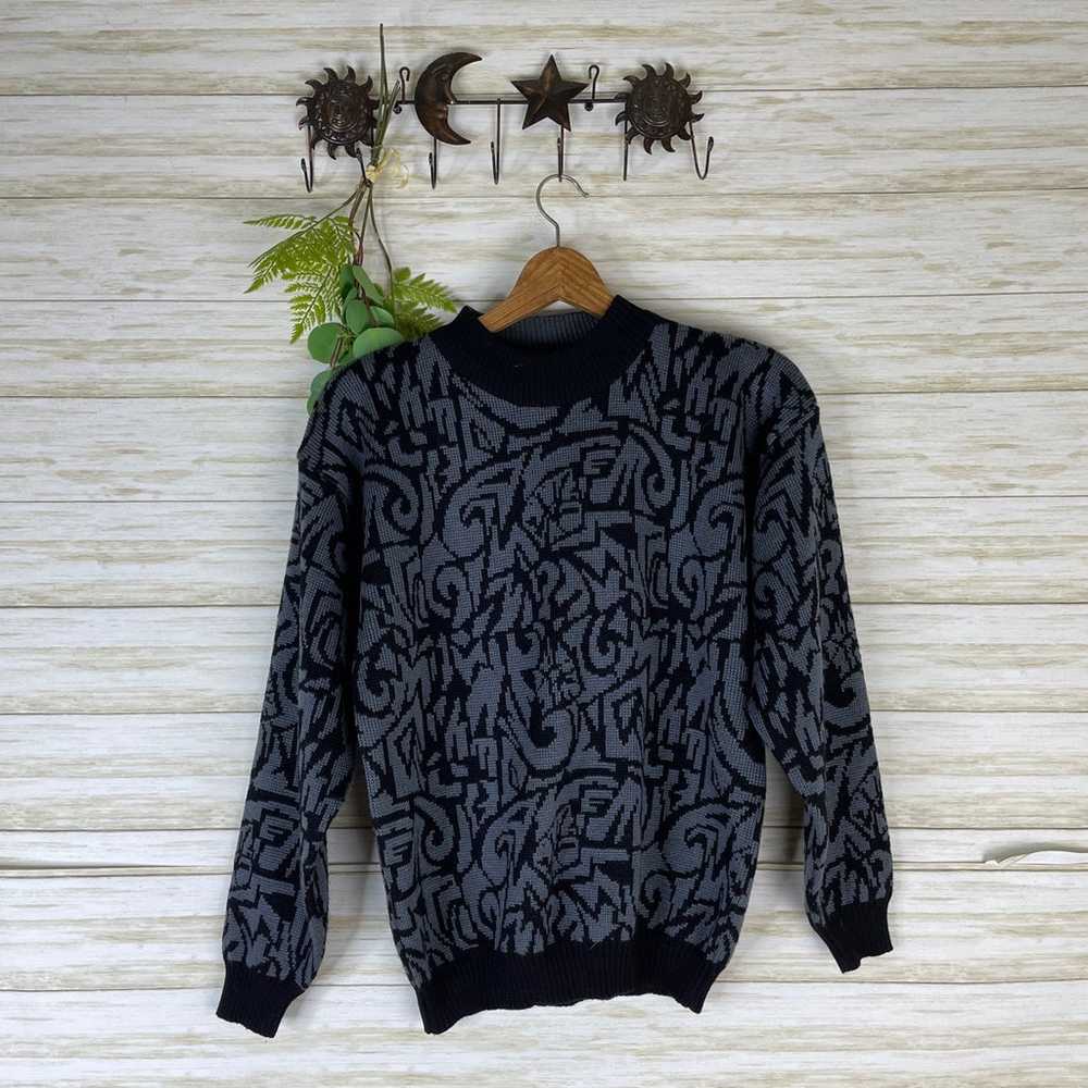 Vintage Smuggler Black Mockneck Wool Blend Sweater - image 3