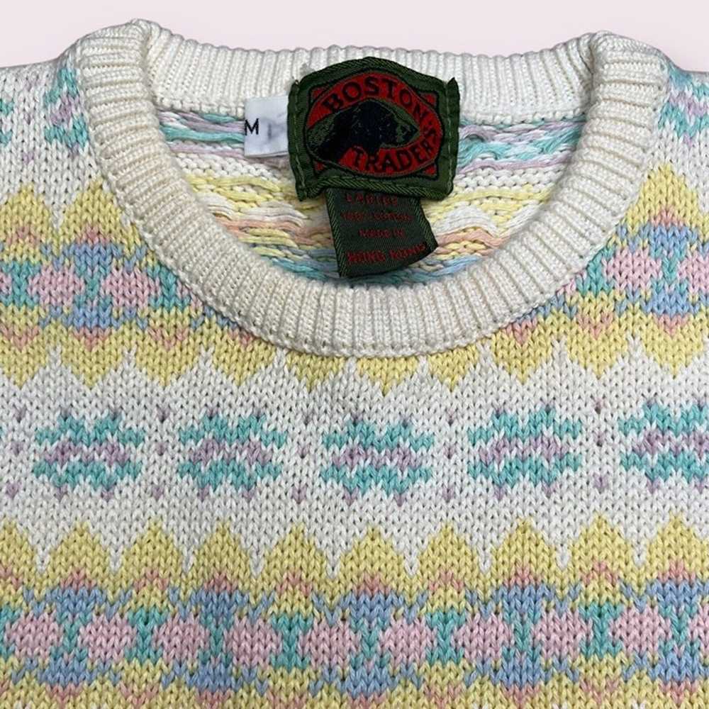 Boston Traders Sweater Womens Medium Pastel Pullo… - image 3