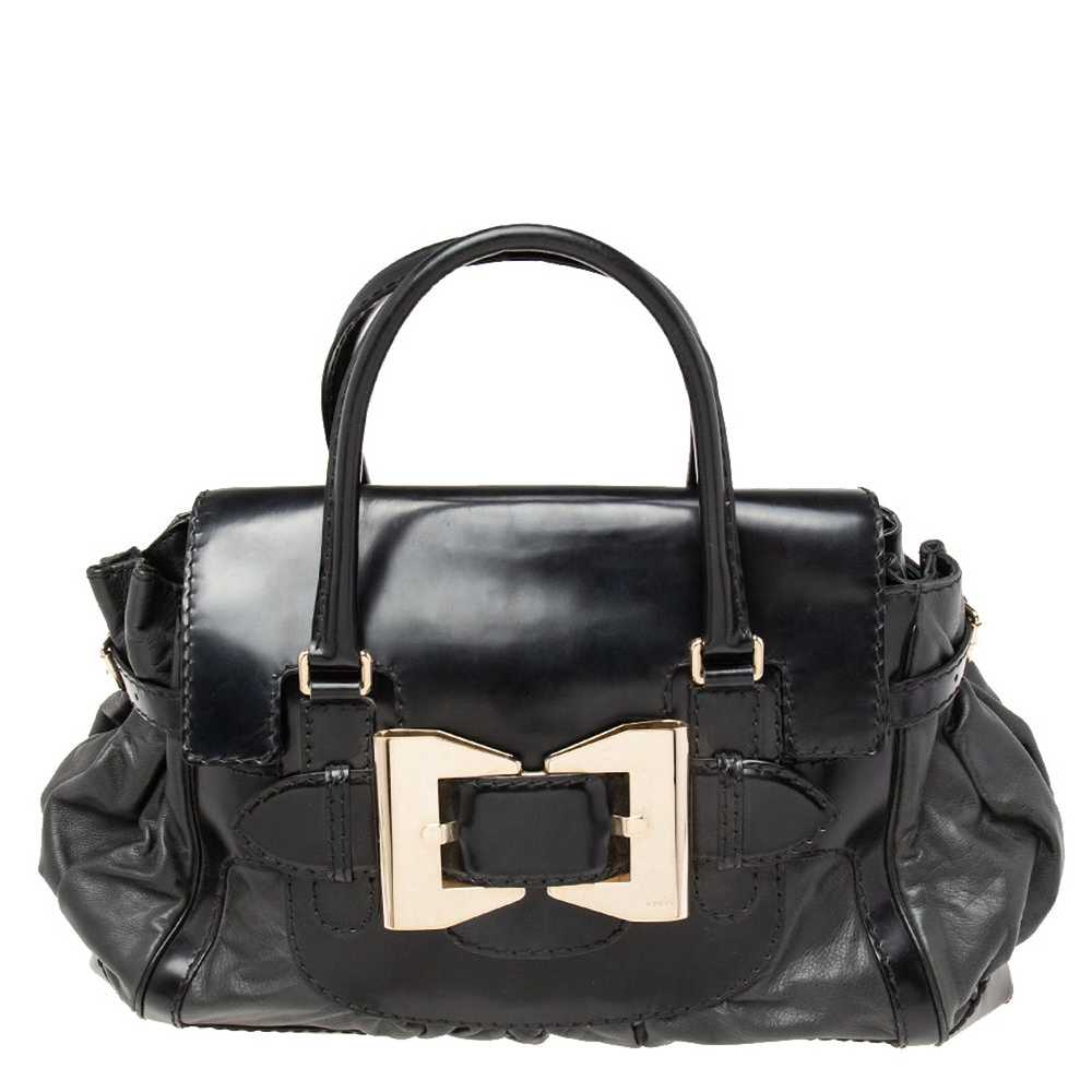 Gucci Gucci Black Leather Large Dialux Queen Tote - image 1