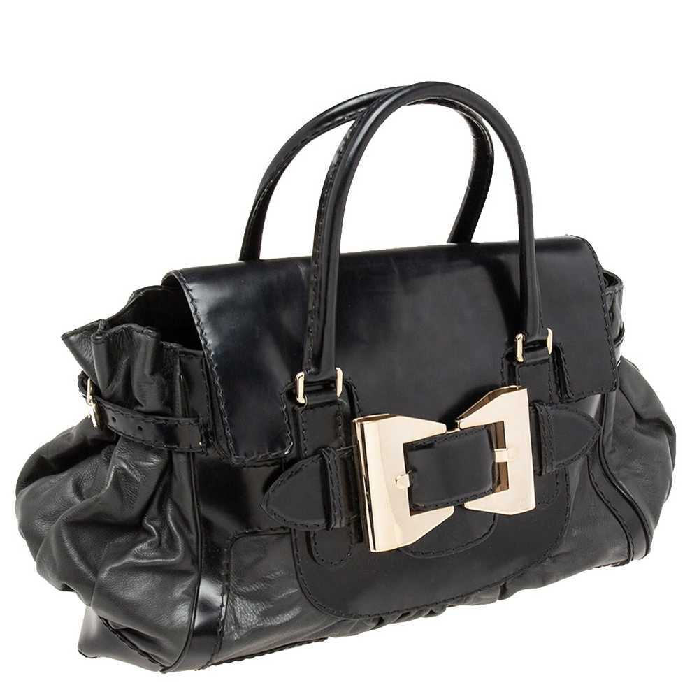 Gucci Gucci Black Leather Large Dialux Queen Tote - image 3