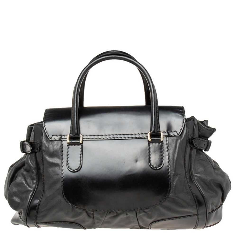Gucci Gucci Black Leather Large Dialux Queen Tote - image 4