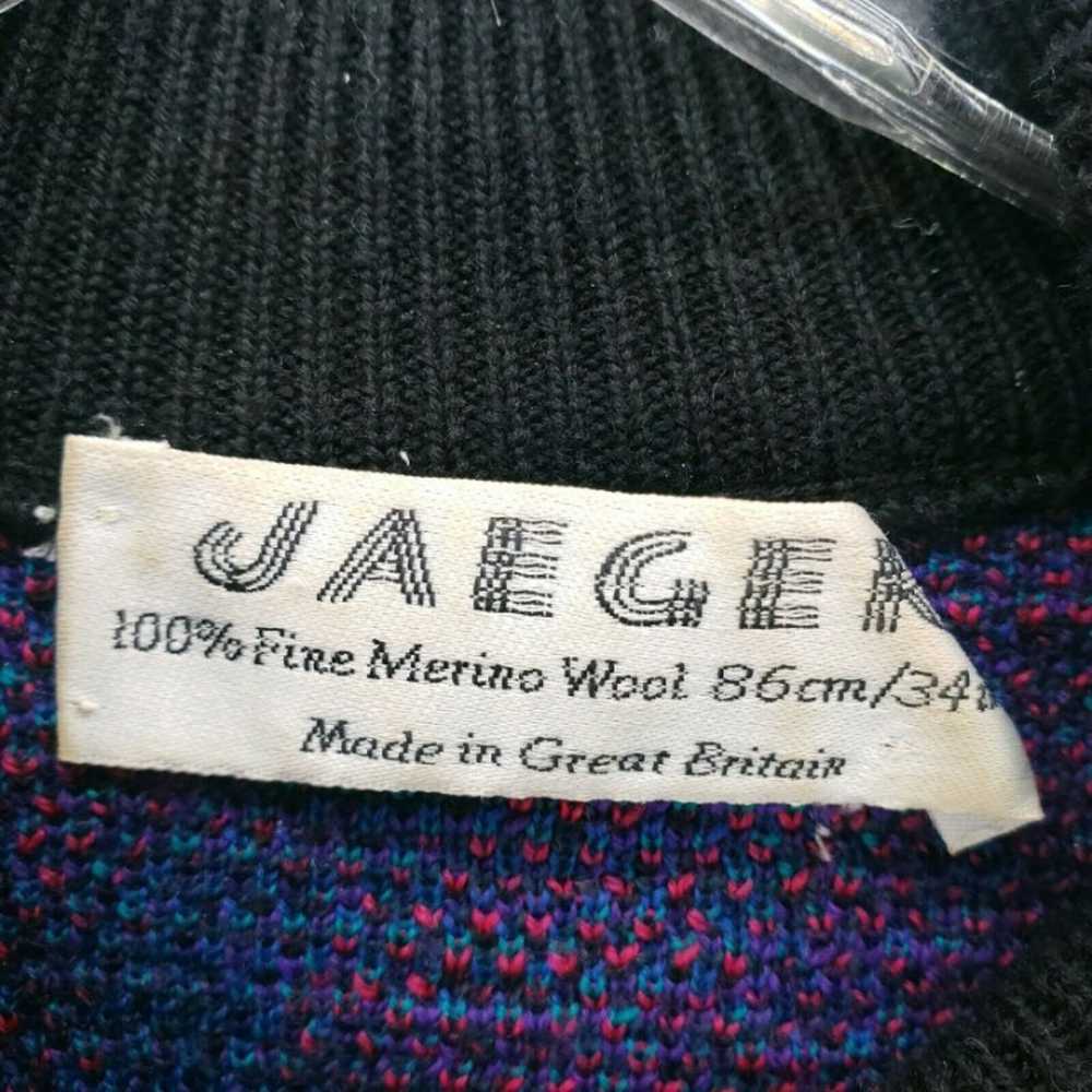 Vintage JAEGER 100% Wool Colorful Sweater Mock Hi… - image 5