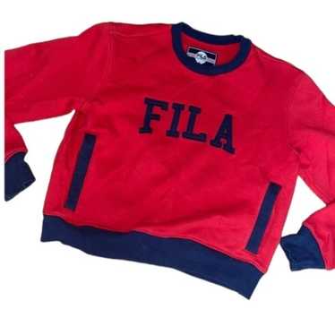 FILA Women's Red White Blue Stripe Crewneck Sweatshirt M Medium