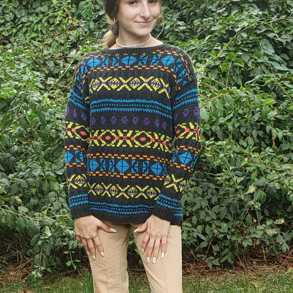 Vintage Retro Hand Knit Sweater - image 1