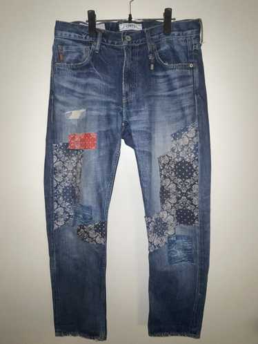 Wideleg patchwork jeans