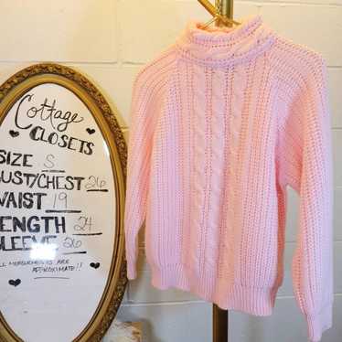 VTG 80s Nuggets Pink Knit Sweater S - image 1
