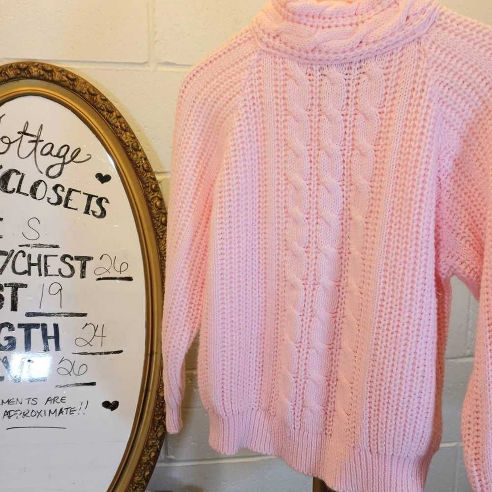VTG 80s Nuggets Pink Knit Sweater S - image 3