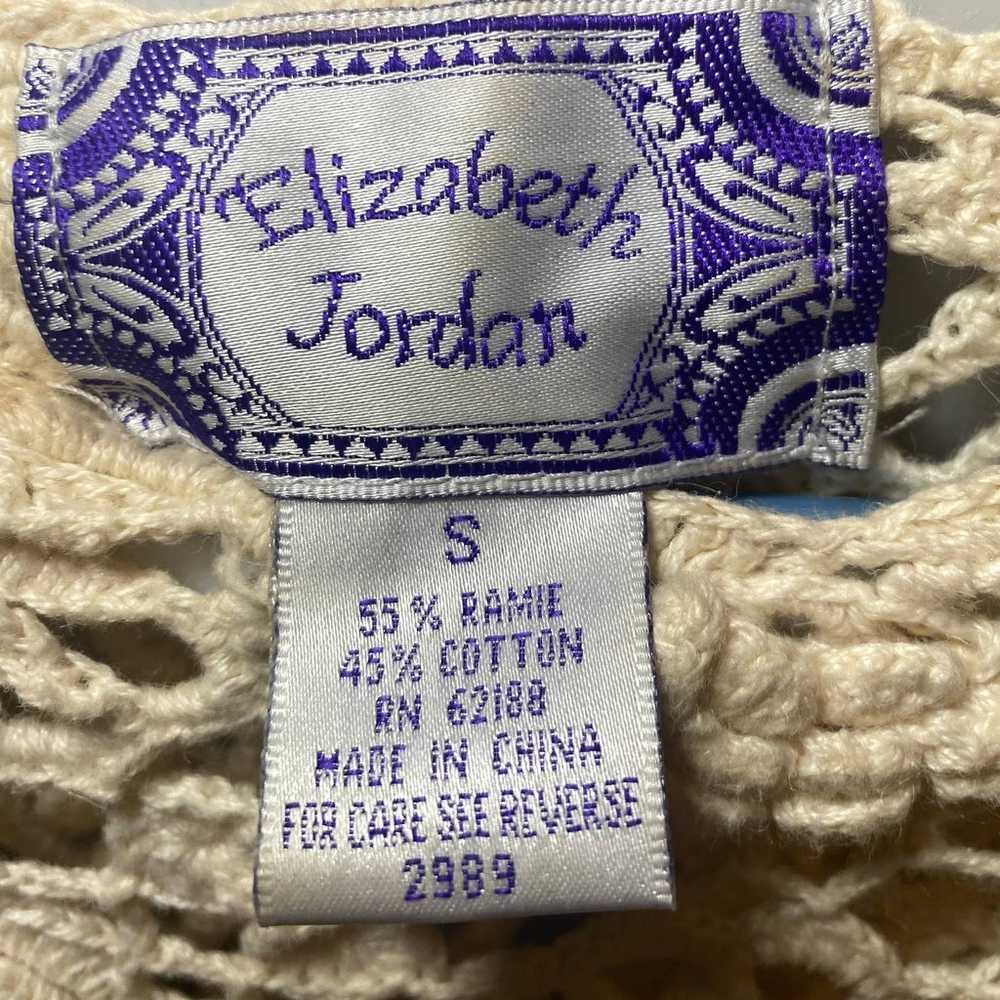 Vintage Elizabeth Jordan Ivory Crochet Sweater/Fl… - image 4
