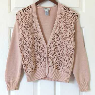 Kimberly Crochet Lace Pointelle Knit Sweater
