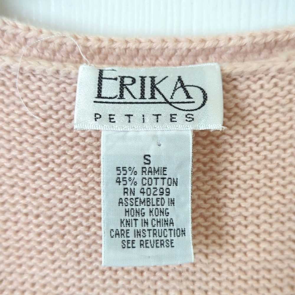 Erika 90's Vintage Sheer Crochet Lace Knit V-neck… - image 4