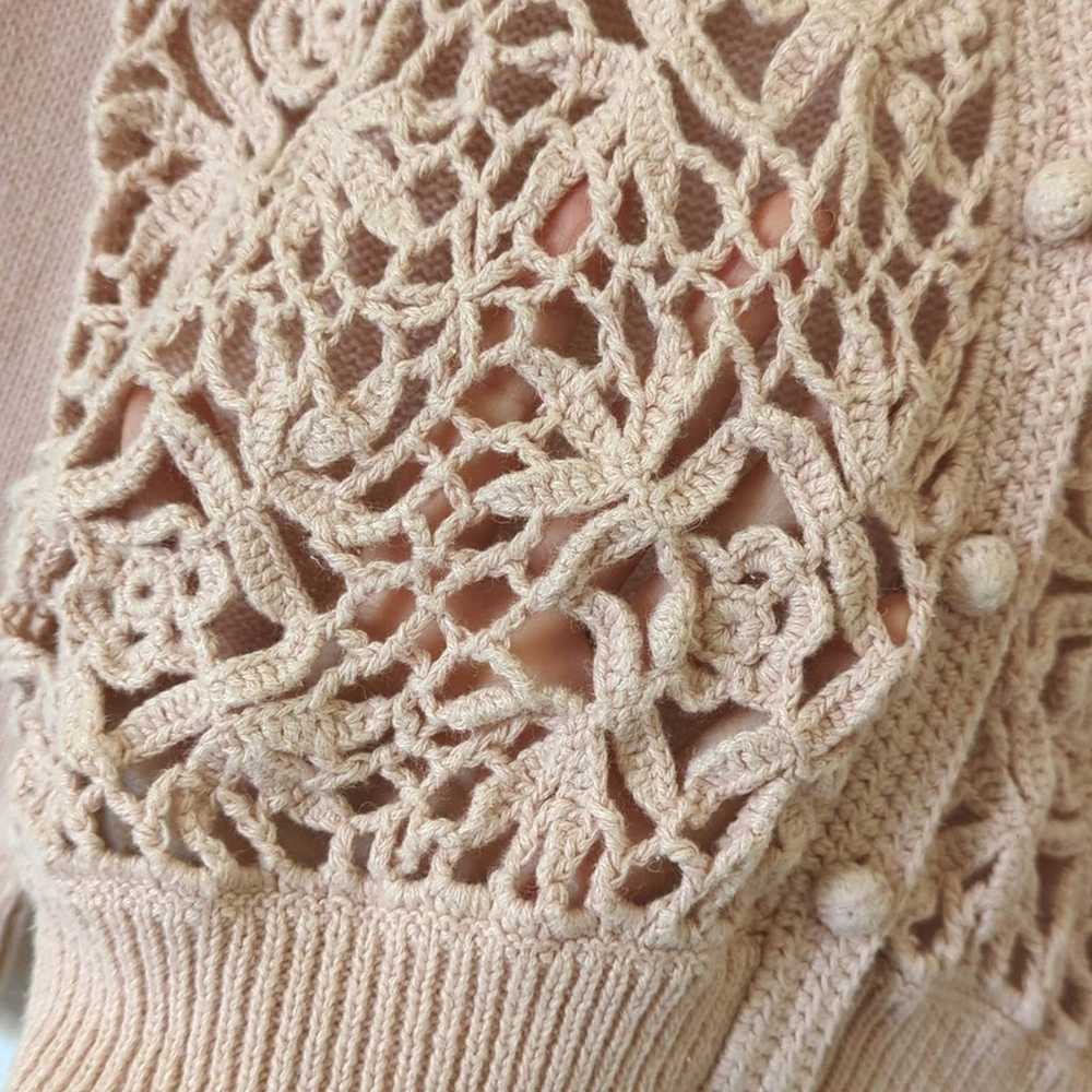 Erika 90's Vintage Sheer Crochet Lace Knit V-neck… - image 7