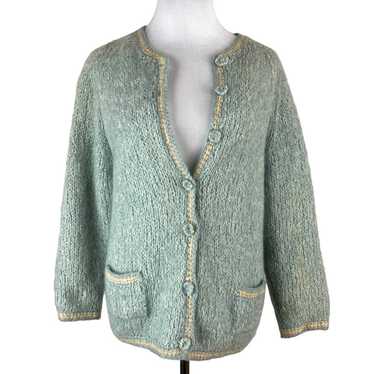 Vintage 60s Colebrook Blue Wool & Mohair Cardigan… - image 1