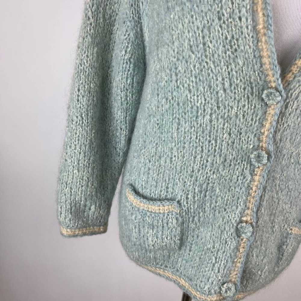 Vintage 60s Colebrook Blue Wool & Mohair Cardigan… - image 3