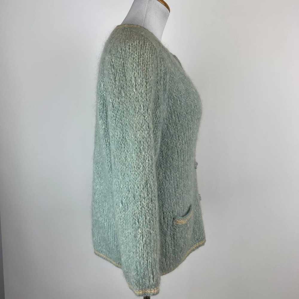 Vintage 60s Colebrook Blue Wool & Mohair Cardigan… - image 5